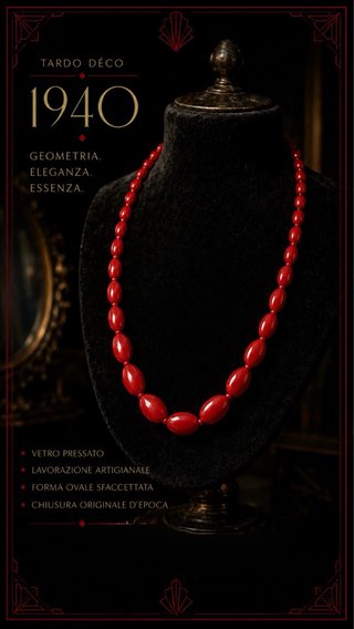 Collana Art Déco Vetro USA Anni '40 antica