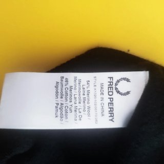 Jersey Fred Perry Pico Negro Merino y Algodón XXL
