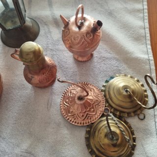 Lote decoración vintage cobre y latón