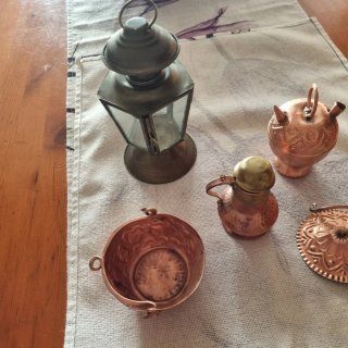 Lote decoración vintage cobre y latón
