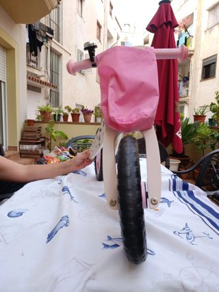 Bicicleta infantil madera estrellas rosa