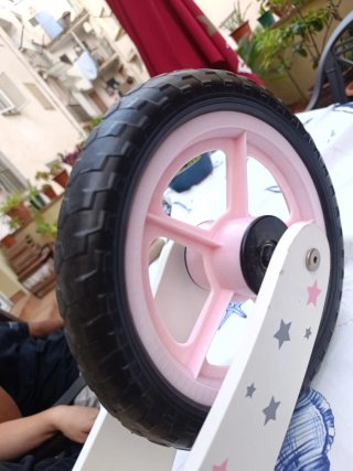 Bicicleta infantil madera estrellas rosa