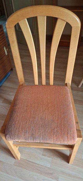 4 Sillas Comedor Madera Tapizado Naranja