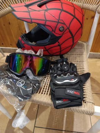 Casco Motocross, guantes y gafas infantil