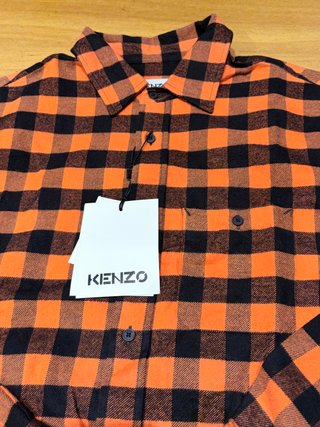 Camisa Kenzo Cuadros Naranja Talla 41