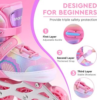 Patines en línea ajustables rosas