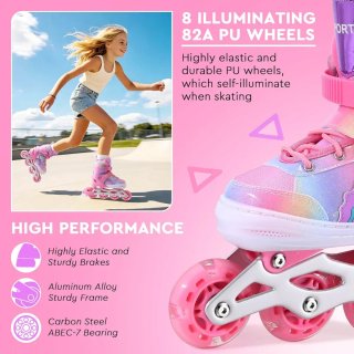 Patines en línea ajustables rosas