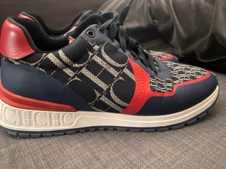 Zapatos Carolina Herrera CH Logo Azul Rojo