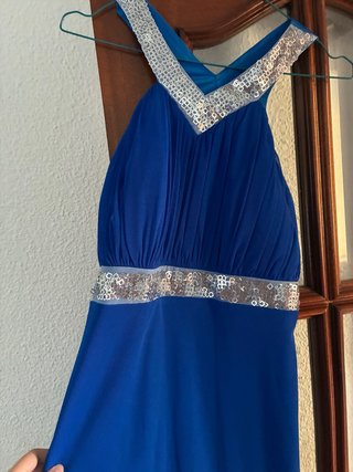 Vestido fiesta azul eléctrico lentejuelas
