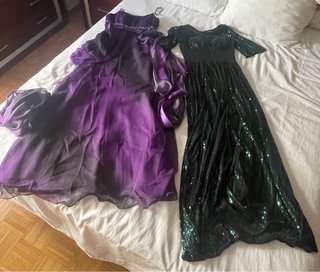 Pack 2 Vestidos Fiesta Morado y Verde