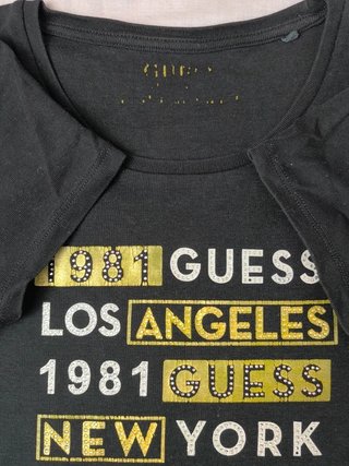 Camiseta Guess Negra Mujer Brillantes Talla M Y2K