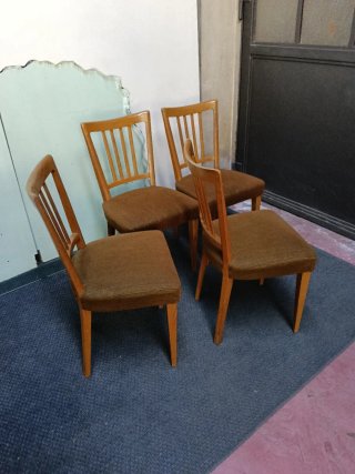 Set 4 sedie vintage legno e velluto