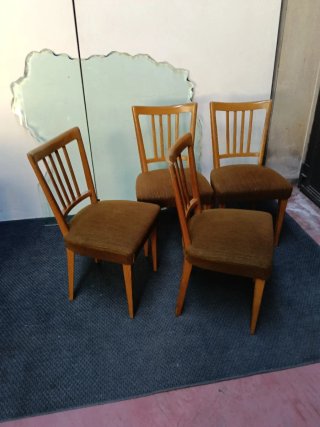 Set 4 sedie vintage legno e velluto