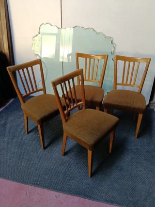 Set 4 sedie vintage legno e velluto