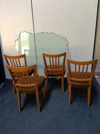 Set 4 sedie vintage legno e velluto