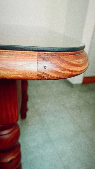 Mesa comedor madera pino encerado y cristal