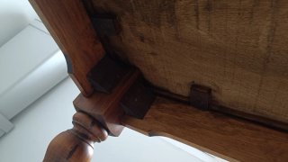 Mesa comedor madera pino encerado y cristal