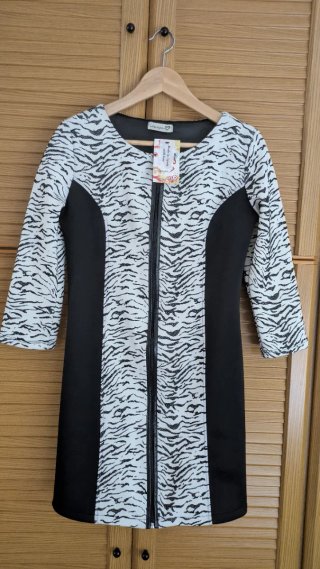 Vestido Lipupu cebra cremallera frontal talla M