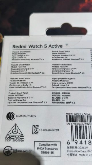 Xiaomi Redmi Watch 5 Active Negro + USB cargador