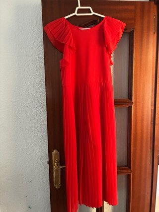 Vestido rojo fiesta falda plisada