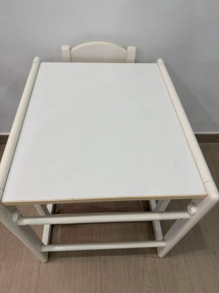 Mesa y silla infantil madera blanca