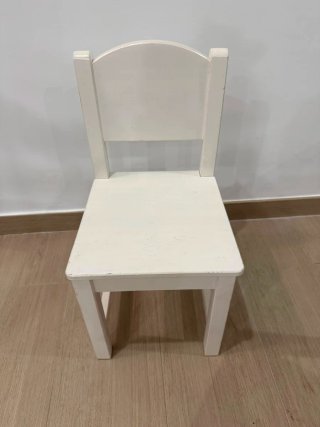 Mesa y silla infantil madera blanca