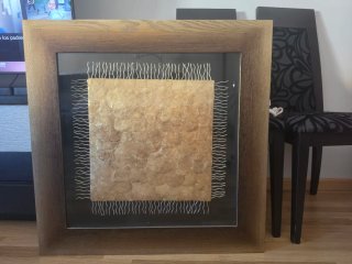 Cuadro moderno dorado y madera