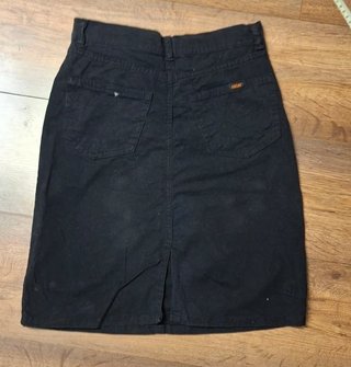 Falda Negra Lápiz Vintage Midi con Abertura Y2K XS