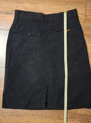 Falda Negra Lápiz Vintage Midi con Abertura Y2K XS