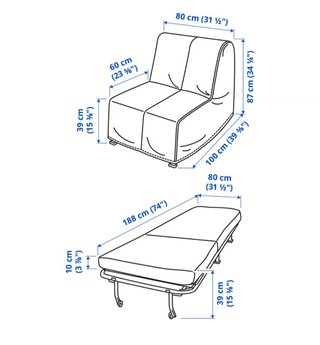 Sillón cama gris tela