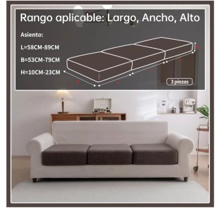 Funda Asiento Sofá 3 Plazas Corduroy Marrón