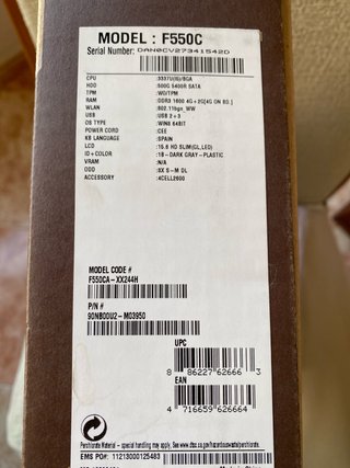 Ordenador portátil ASUS Plata y Negro 15,6 pulg.