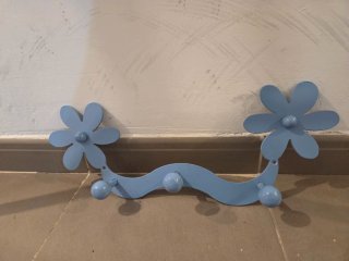 Cabecero cama 90 cm forja azul + perchero