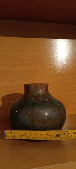 Jarrón Vintage Cerámica Beige y Marrón