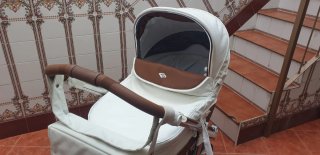 Carro de bebé blanco y marrón bebe car