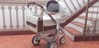 Carro de bebé blanco y marrón bebe car