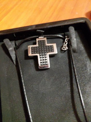 Colgante Cruz Lotus Style Plata Negro