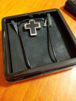 Colgante Cruz Lotus Style Plata Negro