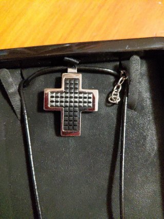 Colgante Cruz Lotus Style Plata Negro