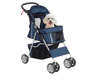 Cochecito para perro azul