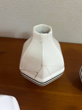Conjunto 4 piezas cerámica blanco y negro