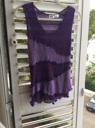 Sweater sin mangas, punto rayón, hecho a mano