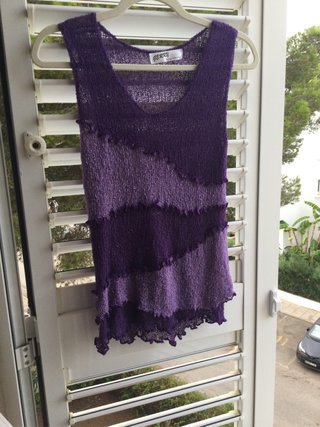 Sweater sin mangas, punto rayón, hecho a mano