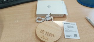 Cargador inalámbrico rápido 15W de bambú (Nuevo)
