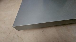Mesa de centro madera y cristal 1x1m gris