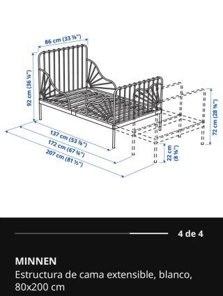 Cama infantil blanca Ikea. Extensible.