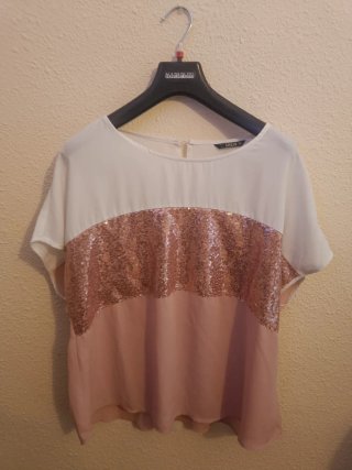 Camisa mujer manga corta lentejuelas