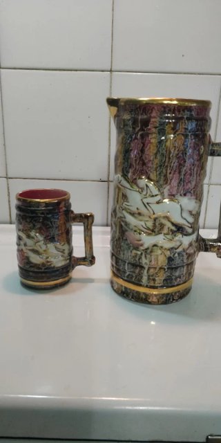 Juego Jarras Cerveza Vintage Cerámica