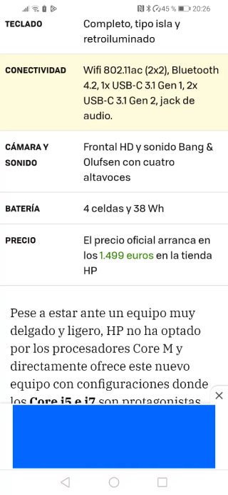 Portátil HP Spectre i7 Negro/Dorado