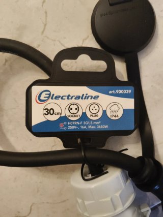 Adaptador Electraline 30cm 230V 16A IP44